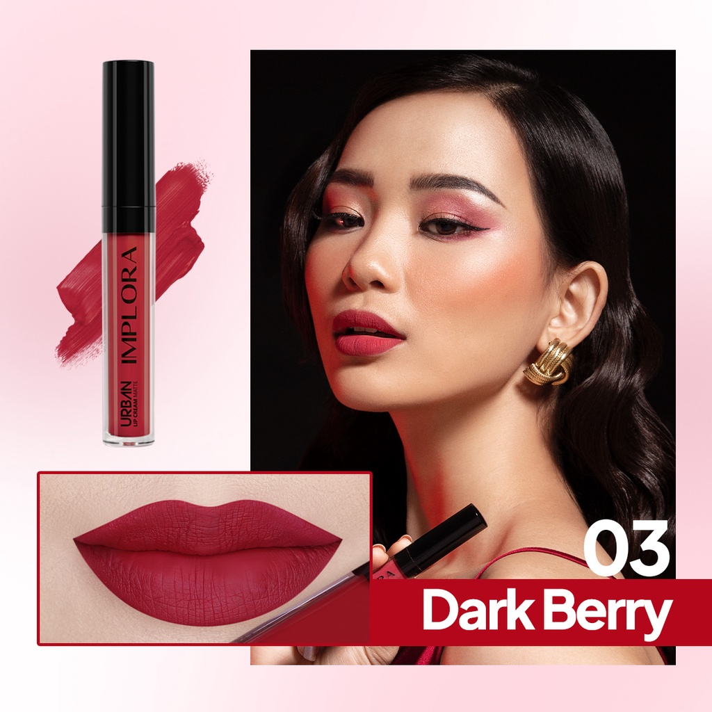 Implora Urban Lipcream Matte Dark Berry | Implora Lip Cream Lipstick Dengan Vitamin E