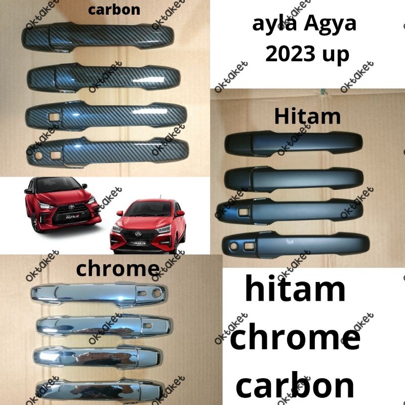 paket outer handle tank cover Agya Ayla 2023 2024 2025 Gr Sport Hitam Chrome carbon