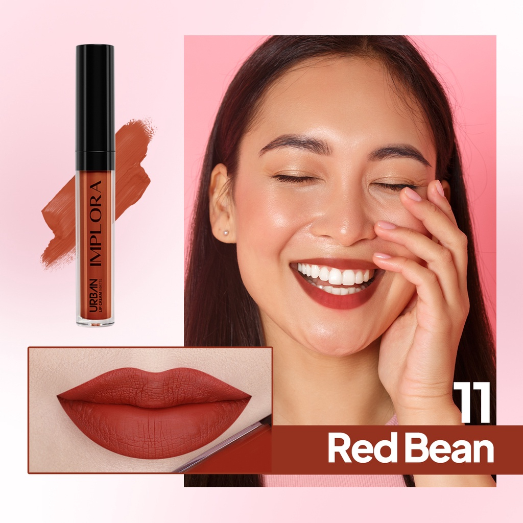 Implora Urban Lipcream Matte Red Bean | Implora Lip Cream Lipstick Dengan Vitamin E