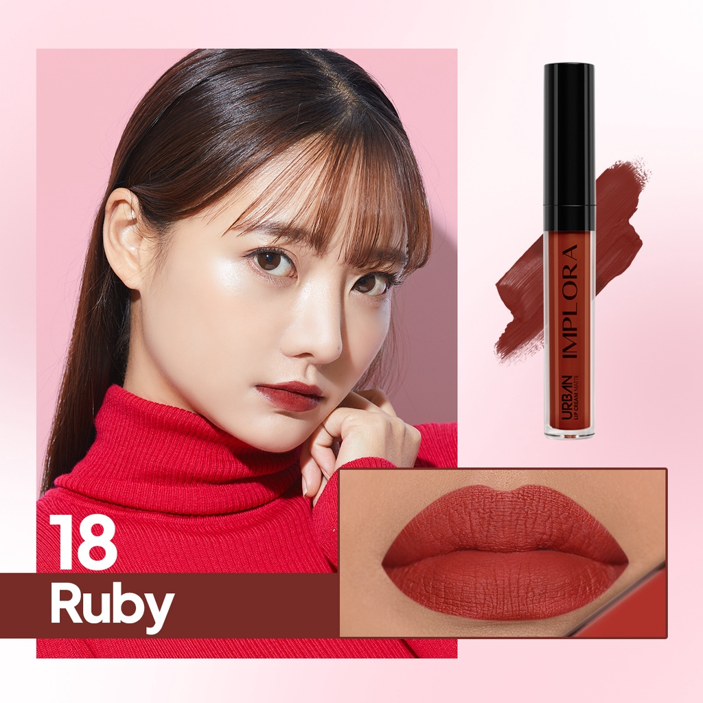 Implora Urban Lipcream Matte Ruby | Implora Lip Cream Lipstick Dengan Vitamin E