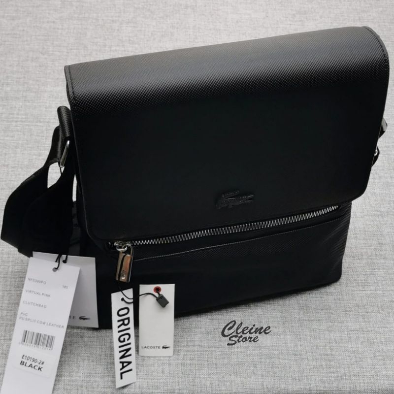 Sling Bag Pria dan Wanita LCST Leather Black