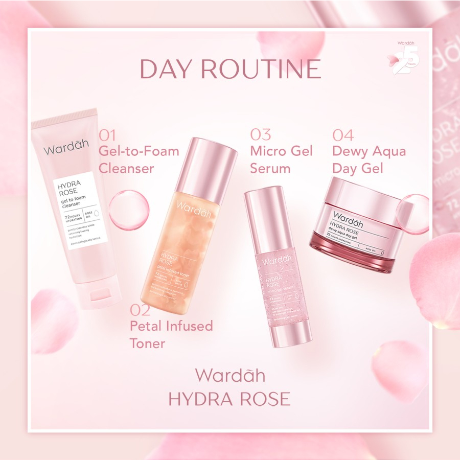 Wardah Hydra Rose Dewy Aqua Day Gel 17ml &amp; 40g | Pelembab Wajah