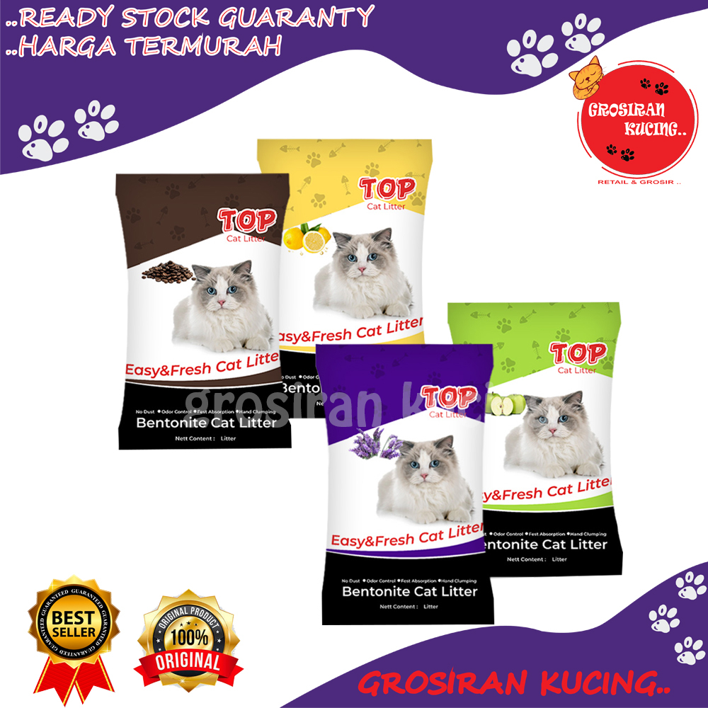 Pasir Kucing Gumpal Wangi TOP Cat Litter Bentonite 5Litter Only Grab and Gojek