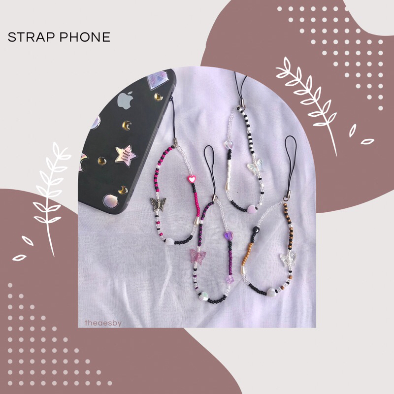 (TANPA PO) STRAP PHONE, STRAP PHONE MANIK, GANTUNGAN HP MANIK, BEADS, STRAP PHONE KOREA, STRAP PHONE KPOP