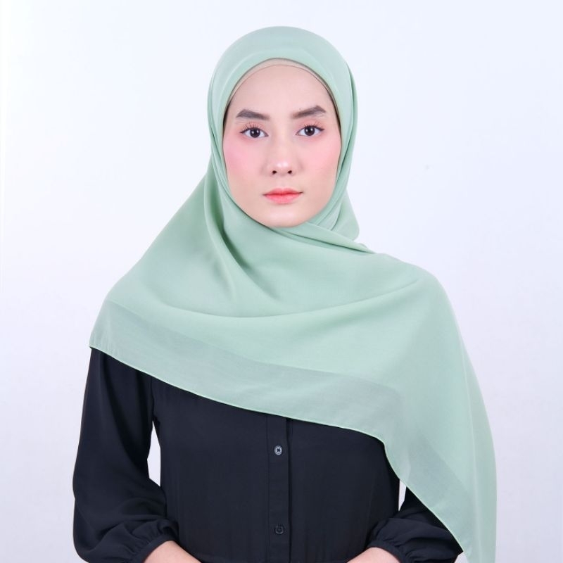 Bella Square Jilbab Pollycotton Premium - Hijab Segi Empat Polycotton Premium Warna Sage Green Mint Ansania Hijab