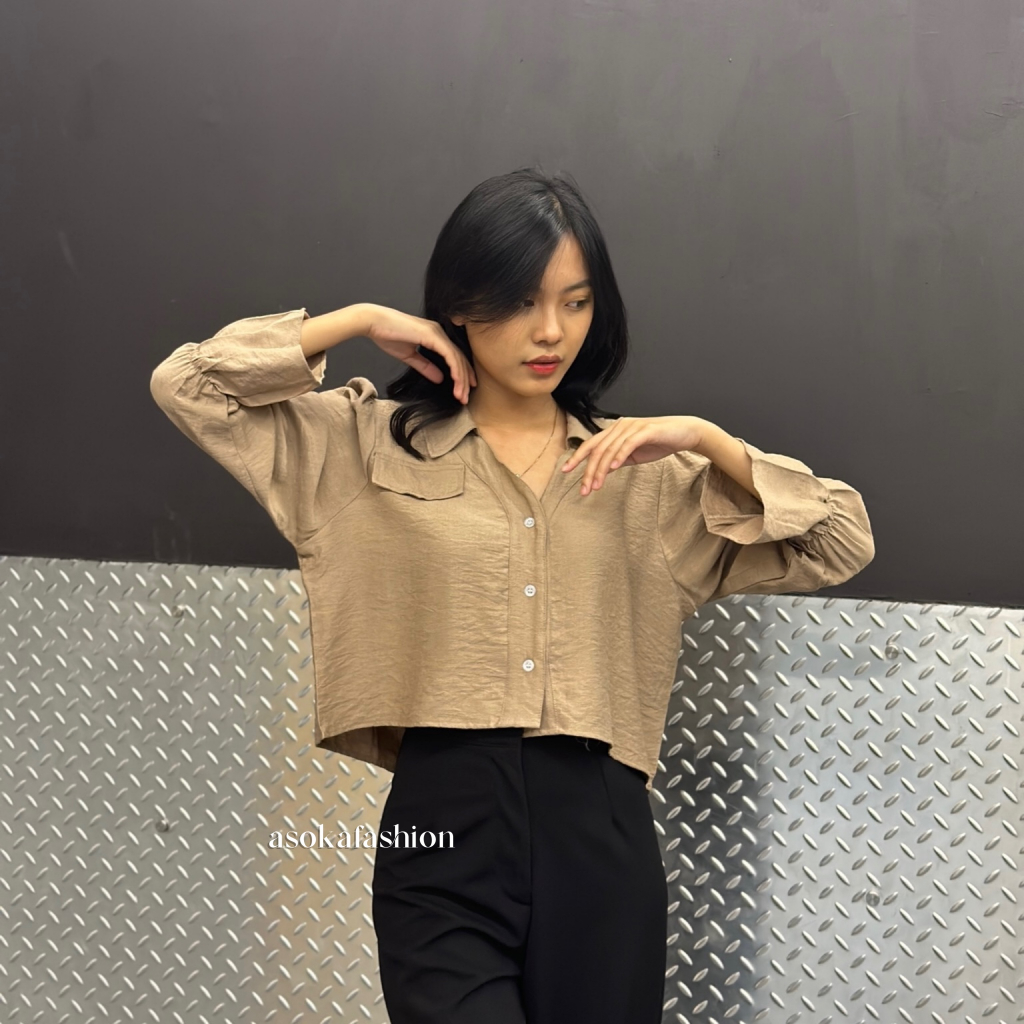 ASOKA Molly Shirt 2186 - Blouse Polos Atasan Wanita - Kemeja Crop Wanita