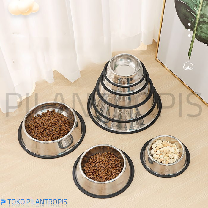 WADAH TEMPAT MAKAN KUCING ANJING STAINLESS PET BOWL STAINLESS MANGKOK MANGKUK MAKAN KUCING MURAH