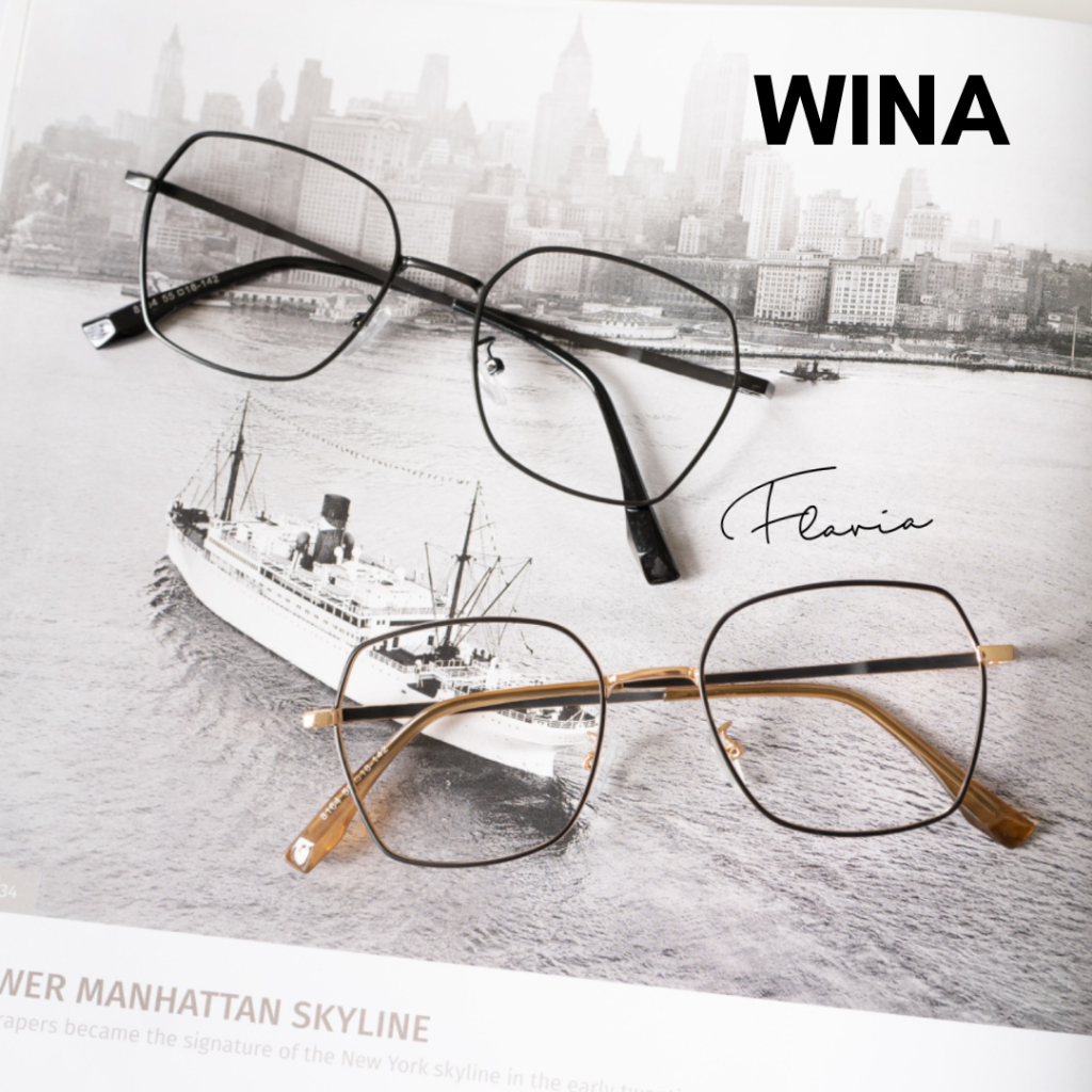 Flavia Eyewear - Kacamata Wina Square Steel (custom minus, photochromic, blueray, bluechromic dan photobrown)