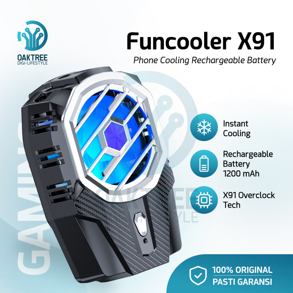 Oaktree Funcooler X91 Fan Cooler Radiator Pendingin HP Rechargeable Battery