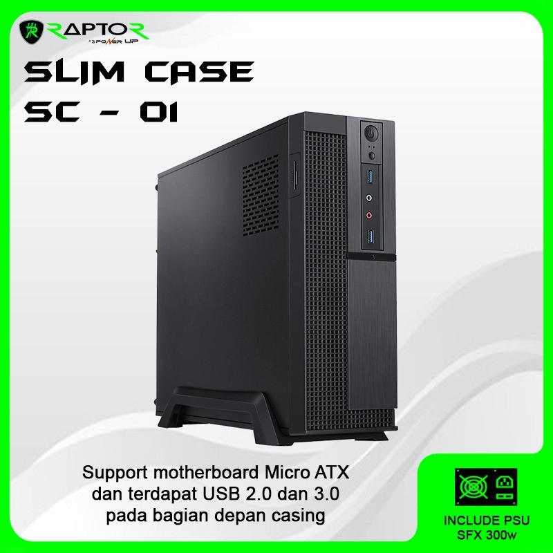 Casing Office RAPTOR SLIM CASE SC-01 |Casing M-ATX include FAN &amp; PSU