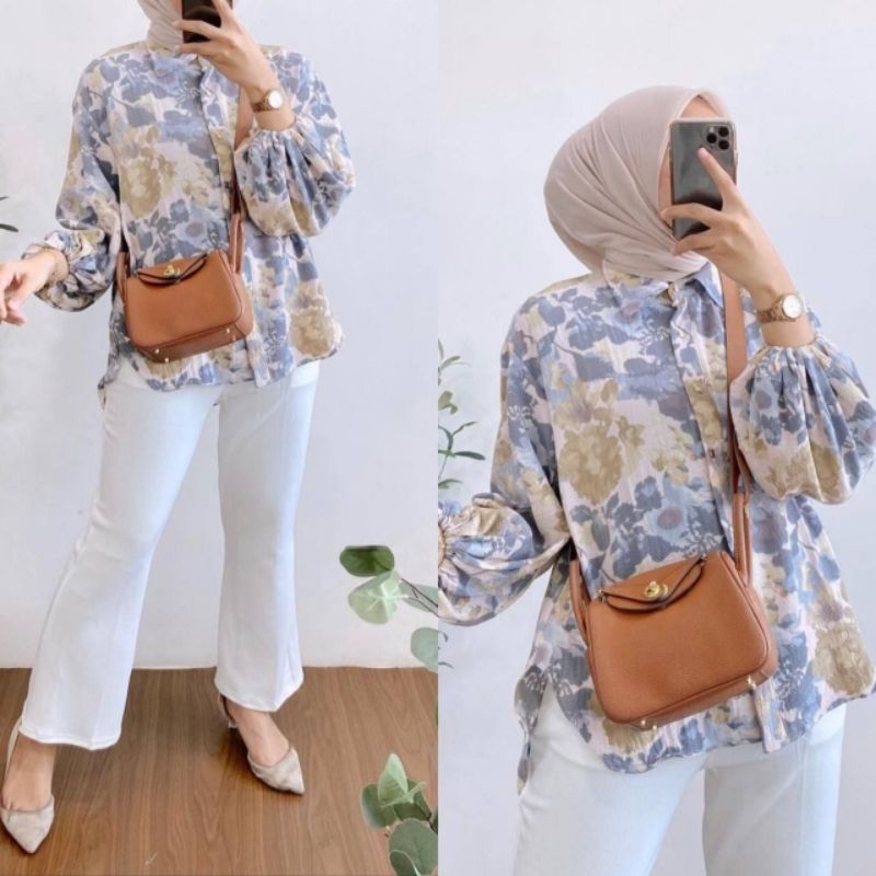 Mirabel Shirt Kemeja Balon Oversize Crinkle Premium