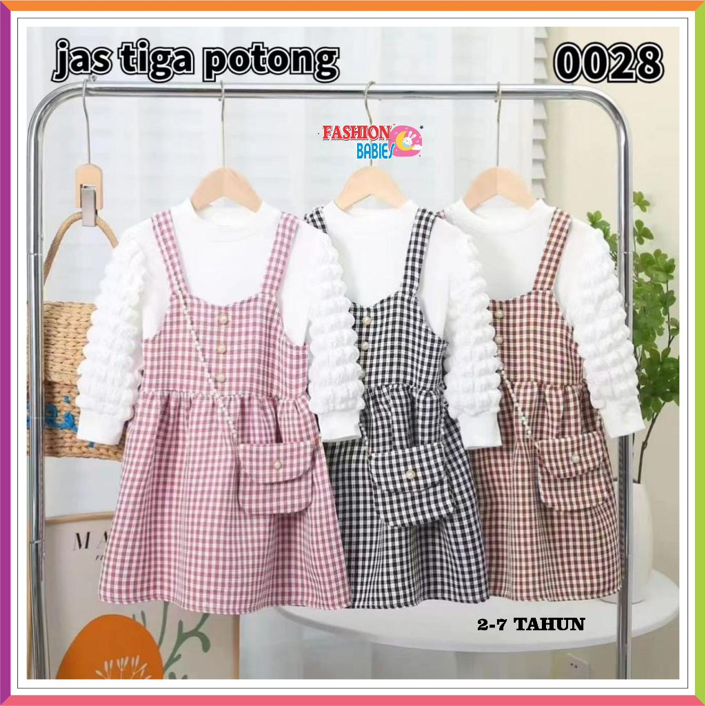 SW-D3IN1 DRESS WOL IMPORT KOREA LENGAN JAGUNG | GRATIS TAS SELEMPANG ❤ Fashionbabies ❤