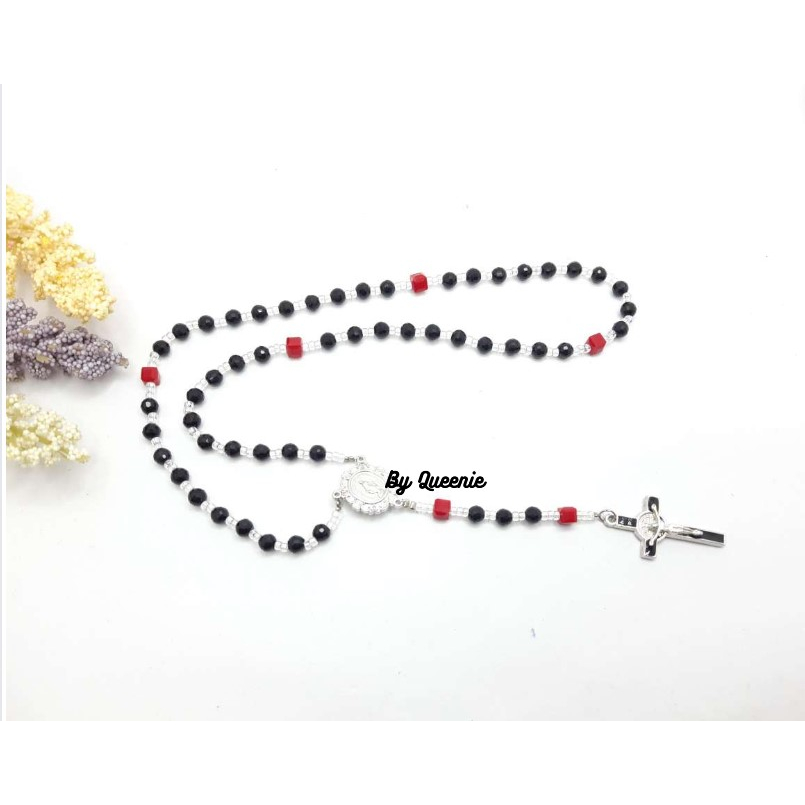 Ready Kalung Rosario / Kalung Liontin Salib / Rosario Beads/ Beads Chrystal Ceko/Mary Rosario
