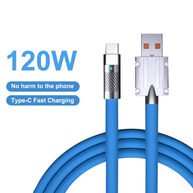 Gorila 120W Kabel Data Plat Besi Panjang 2 meter Fast charging 120W 6A Max Micro USB/ Type C/ Lightning iPhone 6 7 8 XR XS 11 12 13 Pro Max Data Cable Fast