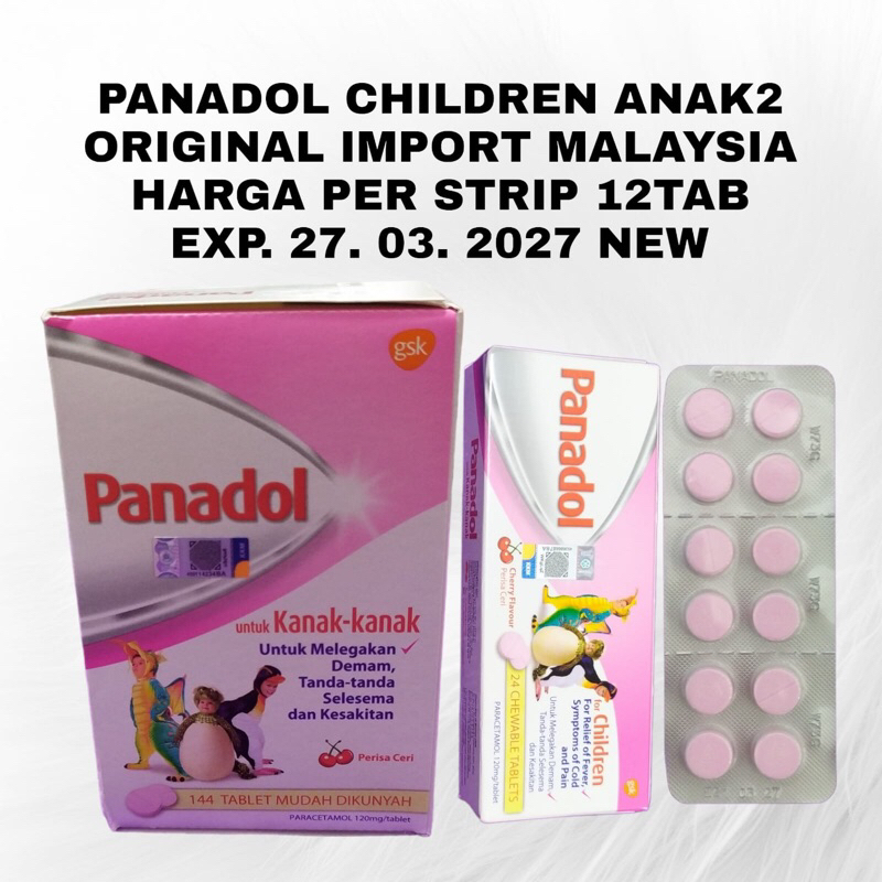 panadol anak panadol children 1 strip 10 tablet original import malaysia