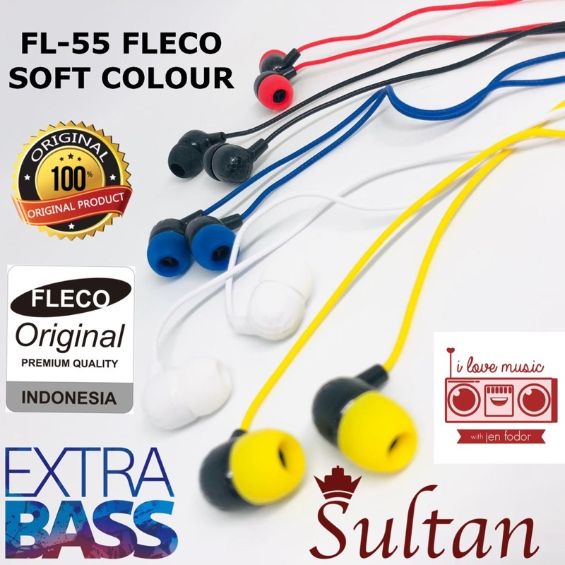 PER 1PCS HANDSFREE EARPHONE FLECO FL55 EXTRA BASS BY SMOLL