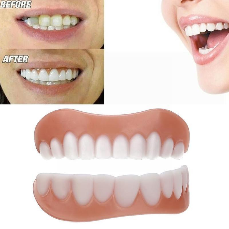 Gigi Palsu Instan Perfect Smile Veneer Gigi Tiruan Instan Atas Bawah Lepasan Atas Bawah Snap On Smile Dewasa Kuat Veneer Silikon