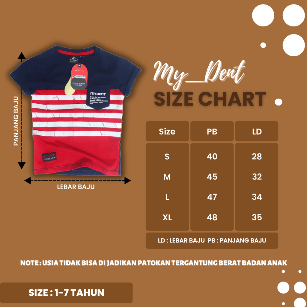 Baju Anak Laki Laki Distro Mydent Umur 1-7 Tahun Bahan Cotton 30S