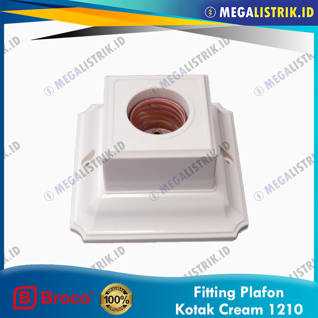 BROCO FITTING PLAFON E27 KOTAK CREAM 1210 / RUMAH LAMPU / FITING LAMP HOLDER KREM
