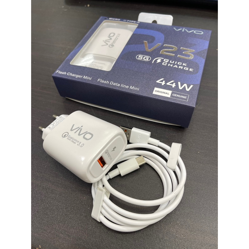 CHARGER VIVO V23 44W MICRO USB &amp; TYPE C ORIGINAL FAST CHARGING TC VIVO V23 QC 3.0