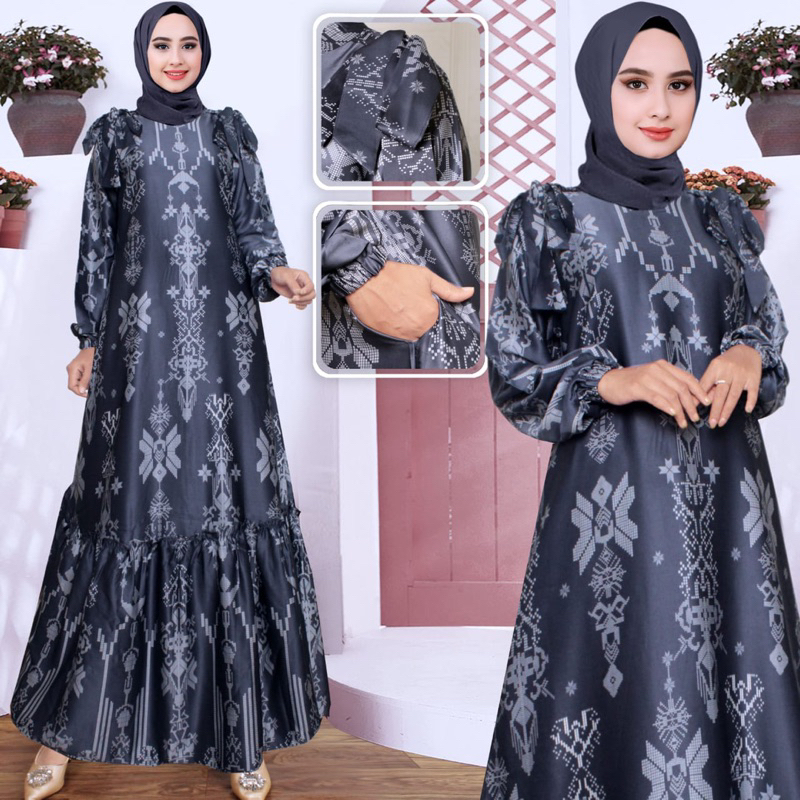 Samarinda Dress Motif Pesta Terbaru| Gamis Pesta silk premium| Busui|