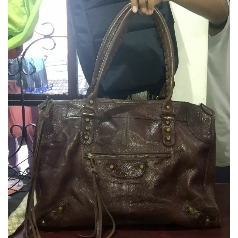 Tas kulit asli cokat ala Balen