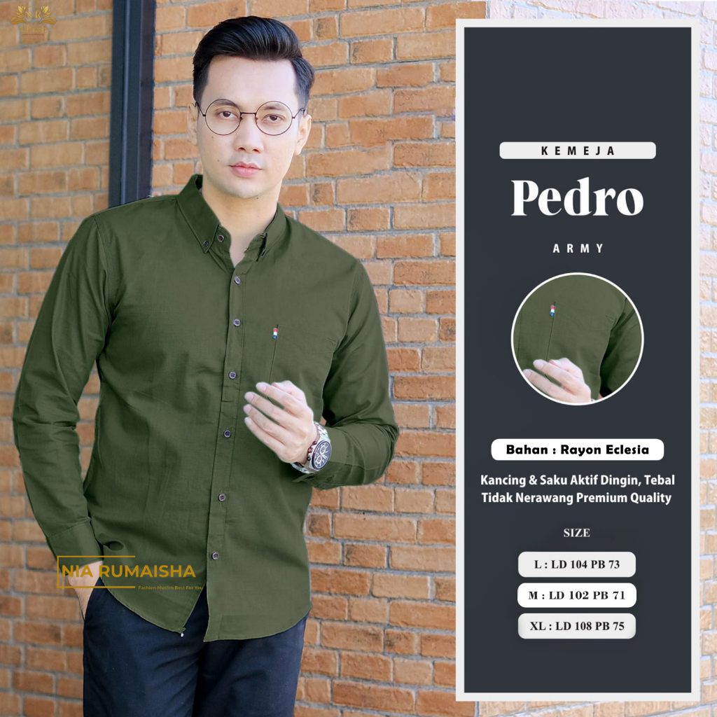 Baju Koko Qurta kemeja Lengan Panjang L XL Koko Lebaran Polos Toyobo