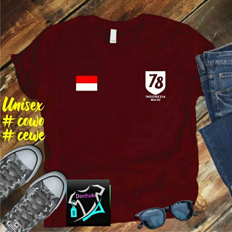 Kaos Logo 78 Bendera  Hut RI 78 17 AGUSTUS 1945 KEMERDEKAAN INDONESIA Kaos Pria Kaos Murah Kaos Wanita