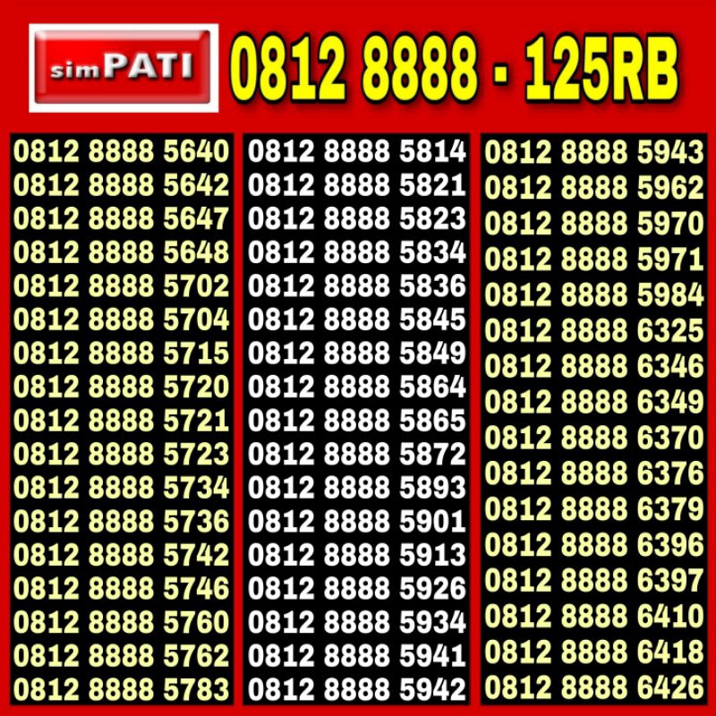 Nomer Cantik Kartu Perdana simpati Telkomsel 4G 0822 112 112