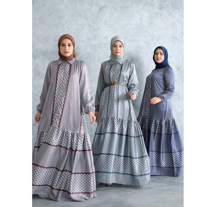 Ounadoutfit Megan dress santorini silk | dress muslim premium | dress kondangan mewah | dress lebaran muslim | dress silk premium | dress hari raya busui