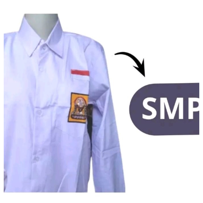 Baju Sekolah / Seragam Sekolah Lengan Panjang + BET Dan BENDERA SMP SMA / SMK ( MERK SERAGAM )