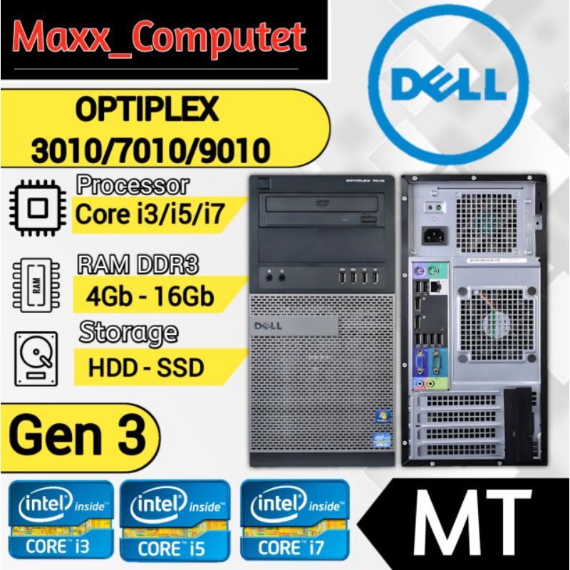 Pc Dell Optiplex 7010 Core i3 / i5 / i7 Gen 3 Soket 1155 Pc Mini Tower