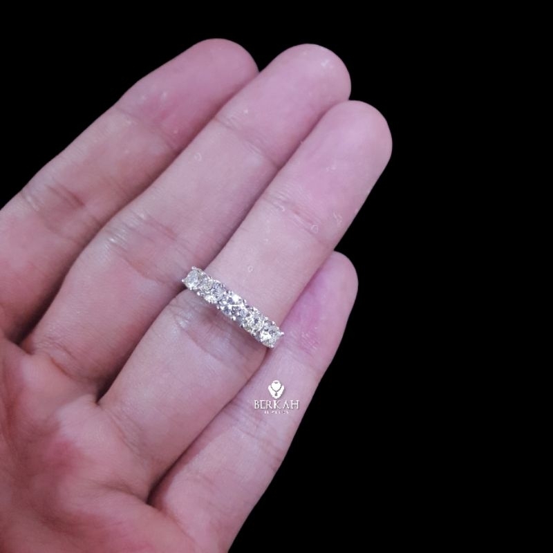 Cincin List Ring Wanita Emas Putih Berlian Banjar Asli Bersertifikat