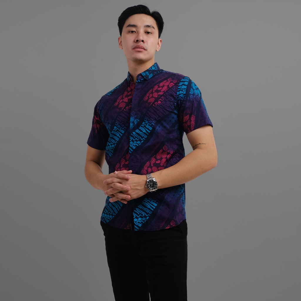 Maciku.id Kemeja Batik Pria Lengan Pendek Songket / Baju Batik Cowok