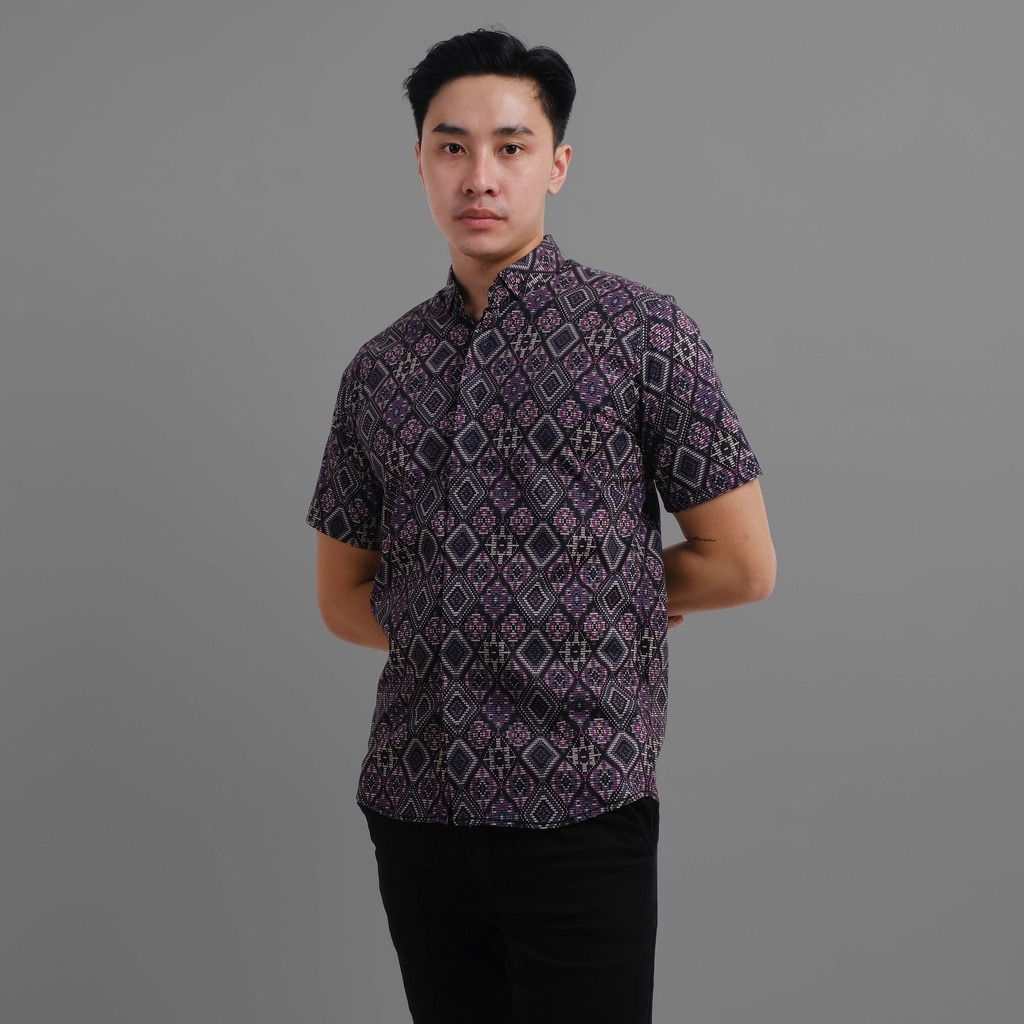 Maciku.id Kemeja Batik Pria Lengan Pendek Songket / Baju Batik Cowok
