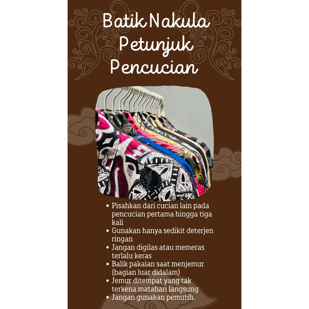 Batik Pria Lengan Panjang BATIK NAKULA HRB026 motif KERATONAN Kode 002 size M L XL XXL Reguler