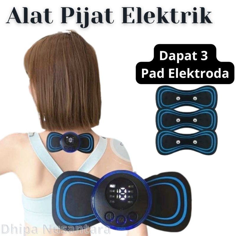 Alat pijat elektrik 8 Mode getar kupu-kupu tempel dapat 3 Sayap sebagai Serep EMS terapi leher punda