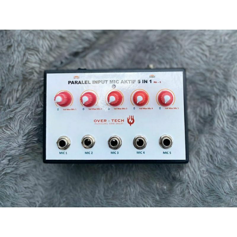 Paralel Microphone Penambah Input Mic 5 Input 1 Output 5 in 1 Aktif dengan Pre Amp Penguat Mic DC 12