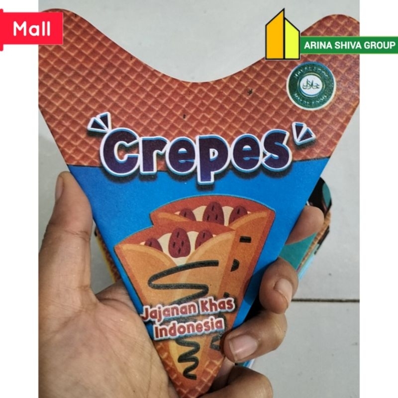 

100 LEMBAR KEMASAN CREPES 3D PAPER CRAFT SUPER QUALITY | KERTAS LEKER KREPES CRISPY HIGH QUALITY | BOX LEKKER WAFFLE CROFFLE PRODUK TERBARU | ARINA SHIVA GROUP 1888