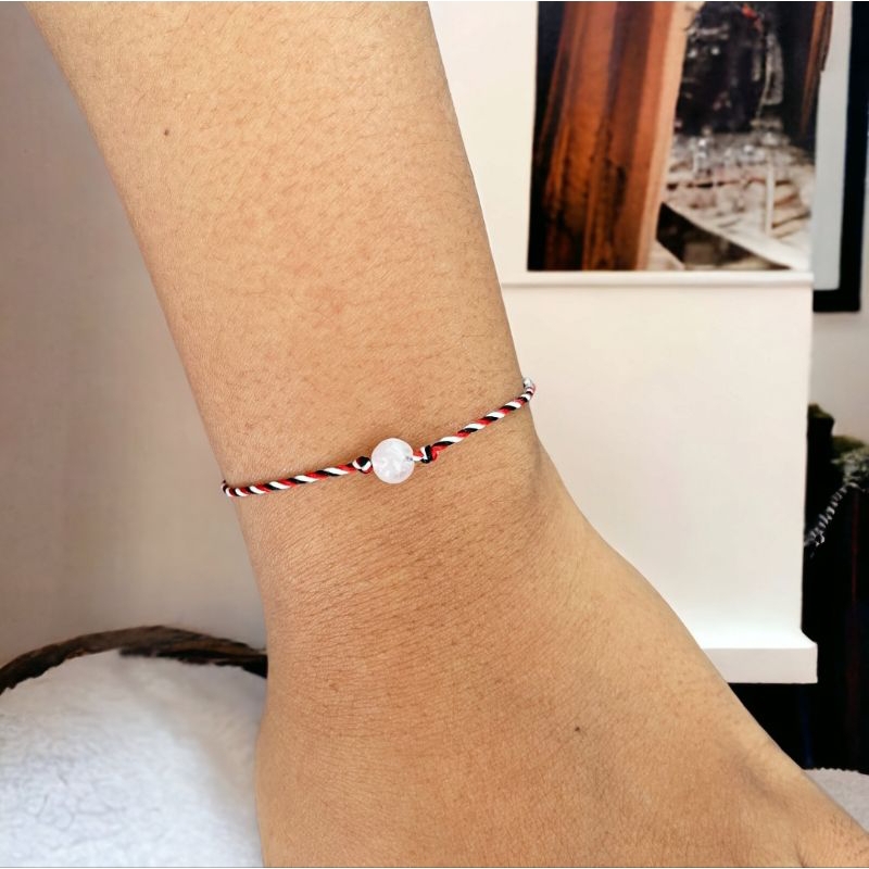 Gelang Tridatu Batu Alam Pink Rose Quartz Asli Handmade Rajut Rapi Model Tali Serut Adjustable Warna