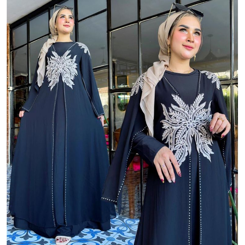 GAMIS ABAYA TURKEY BORDIR GARUDA LENGAN CAPE