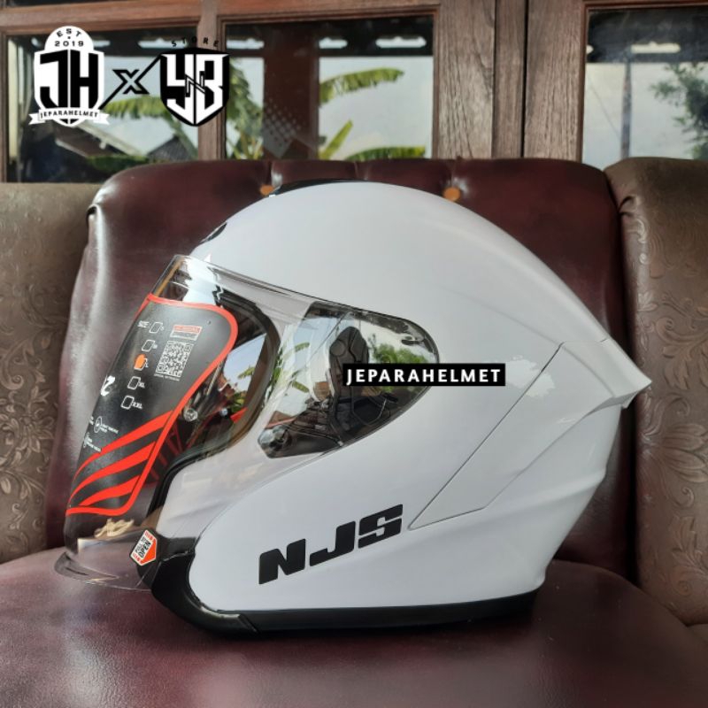 Helm Njs Kairoz Half Face Solid Polos White Putih Original | NJS Kairoz Half Face Solid Polos Origin