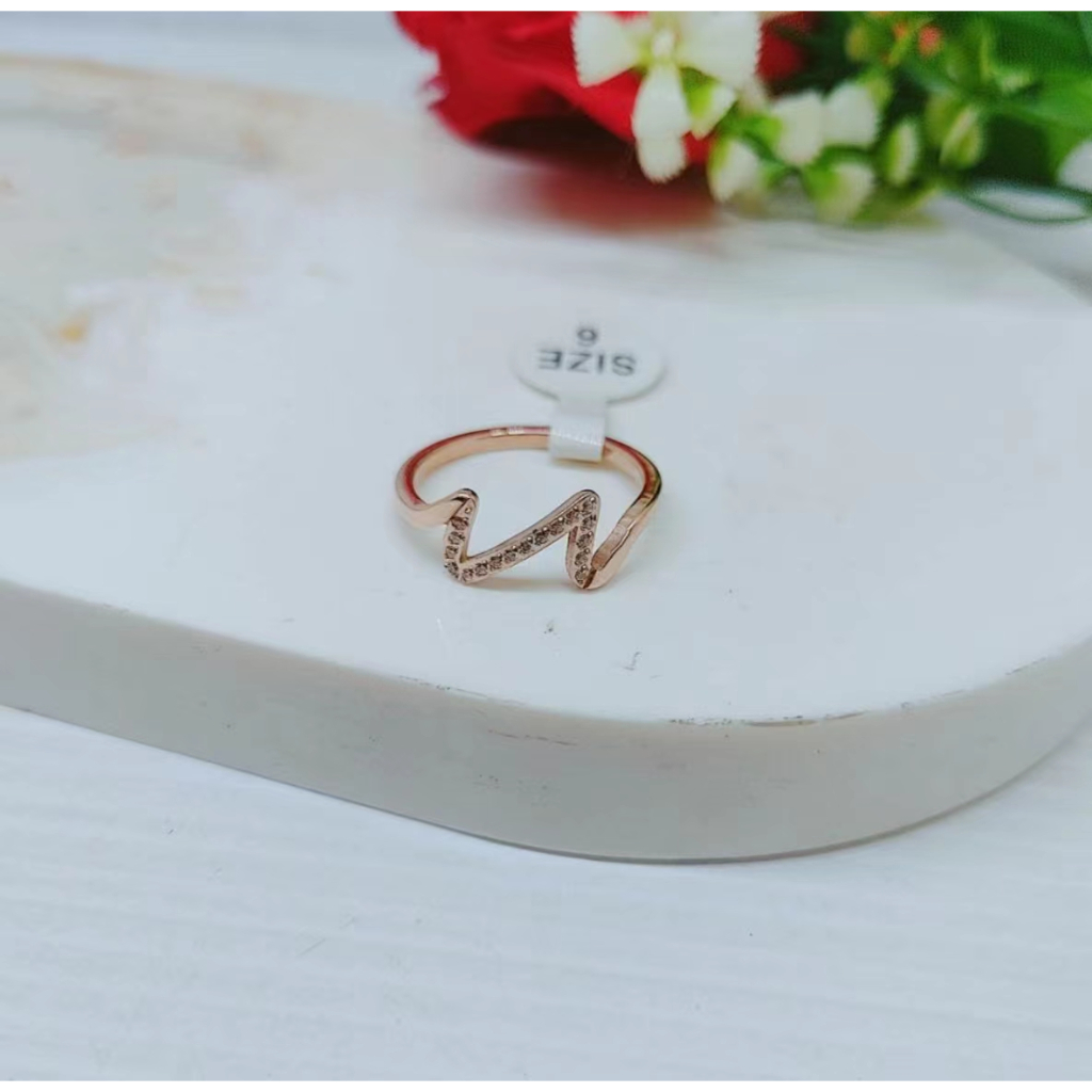 Cincin Titanium Anti Karat Permata Perhiasan Wanita R640