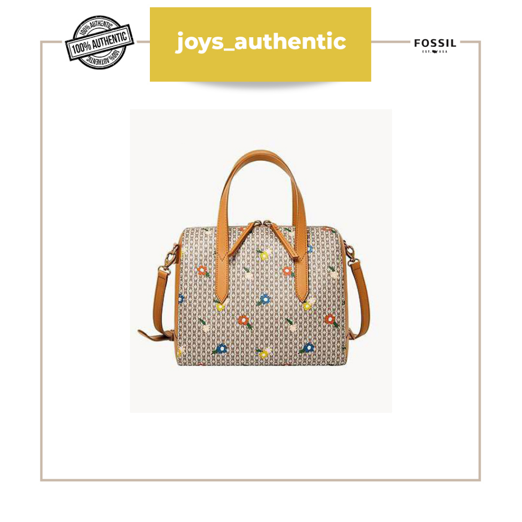 Tas Wanita Fossil Sydney Satchel Neutral Floral Woman Bag Authentic Original