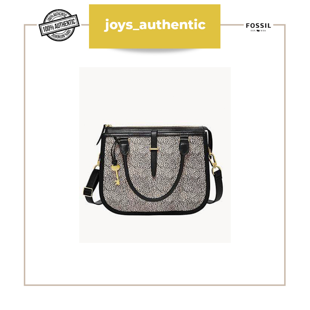 Tas Wanita Fossil Ryder Satchel Crossbody Putih White Cheetah Woman Bag Authentic Original