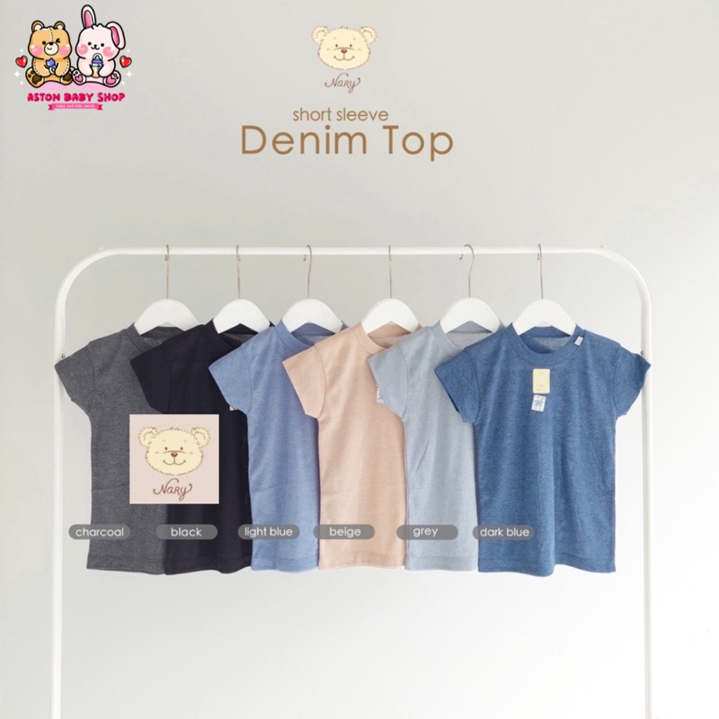 Nary Oblong Rib Tshirt Pendek Denim Series Kaos Anak 1-3 Tahun