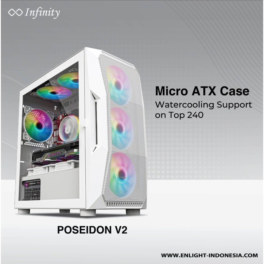 CASING INFINITY POSEIDON V2 MICRO ATX GAMING CASE - Hitam