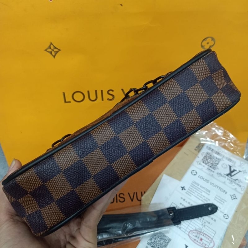 Handbag LV Pochette volga Damier Brown Clutch Tas Tangan Import