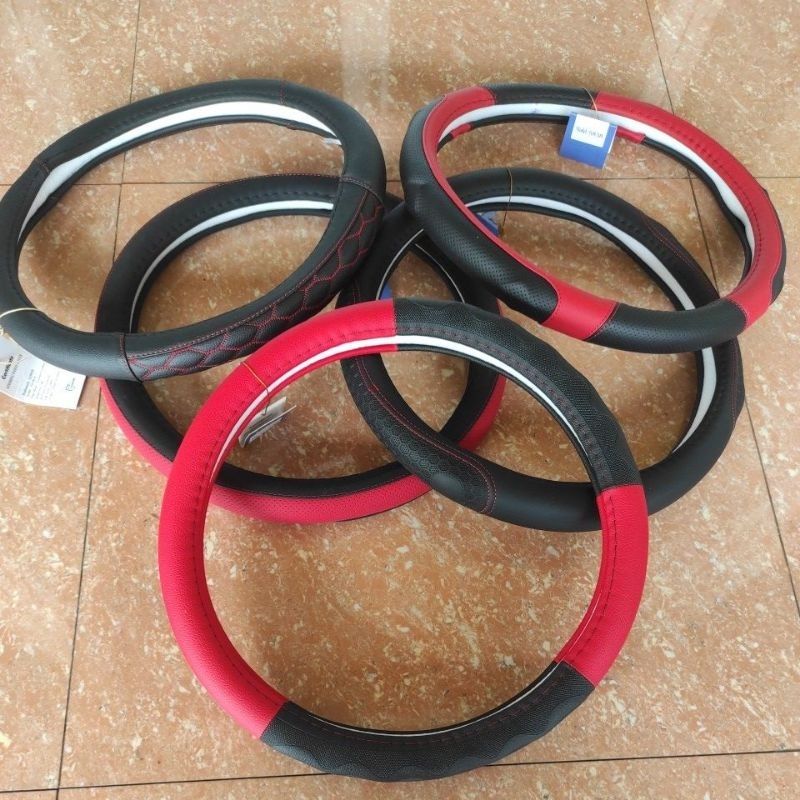 sarung bungkus cover pelindung stir setir mobil hitam merah universal honda brio hrv mobilio CR-V crv HR-V