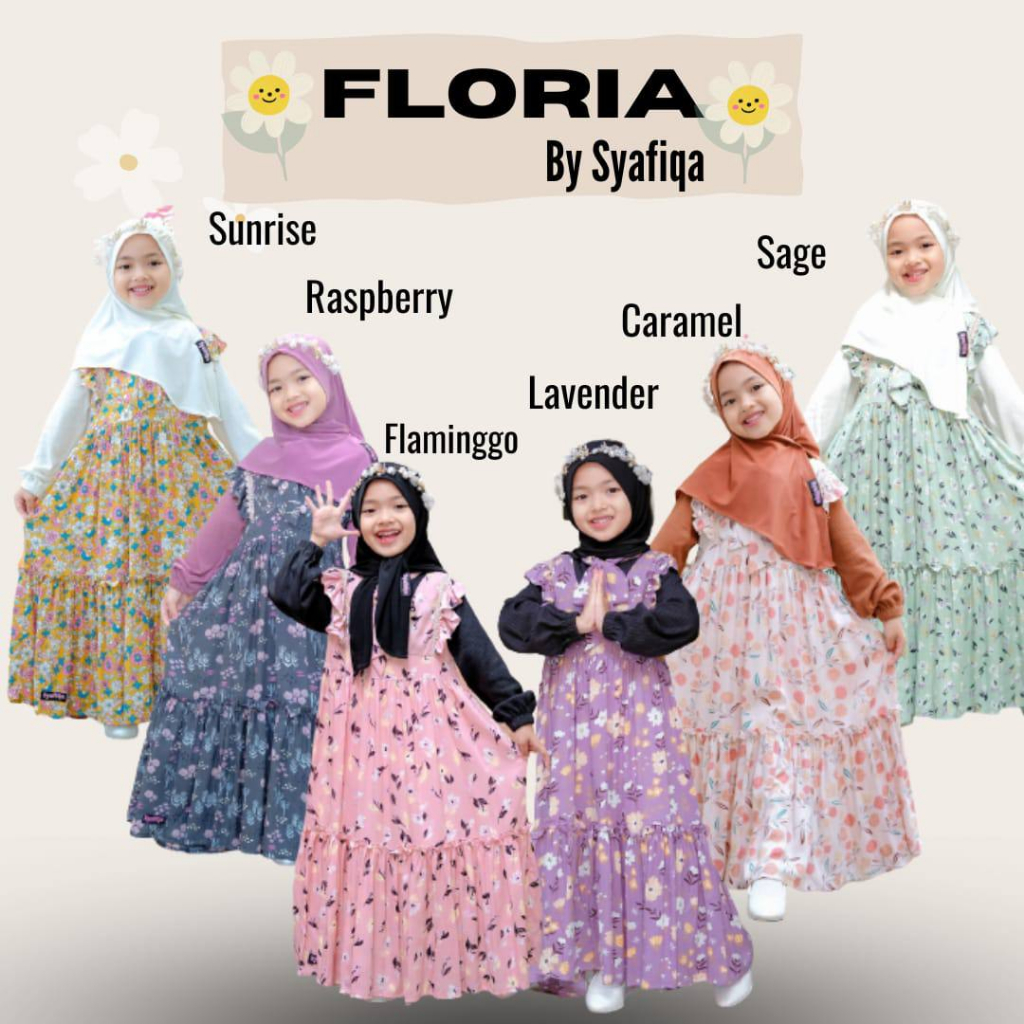 AfsheenaStore Floria Drees/ Gamis Anak Perempuan By Syafiqa